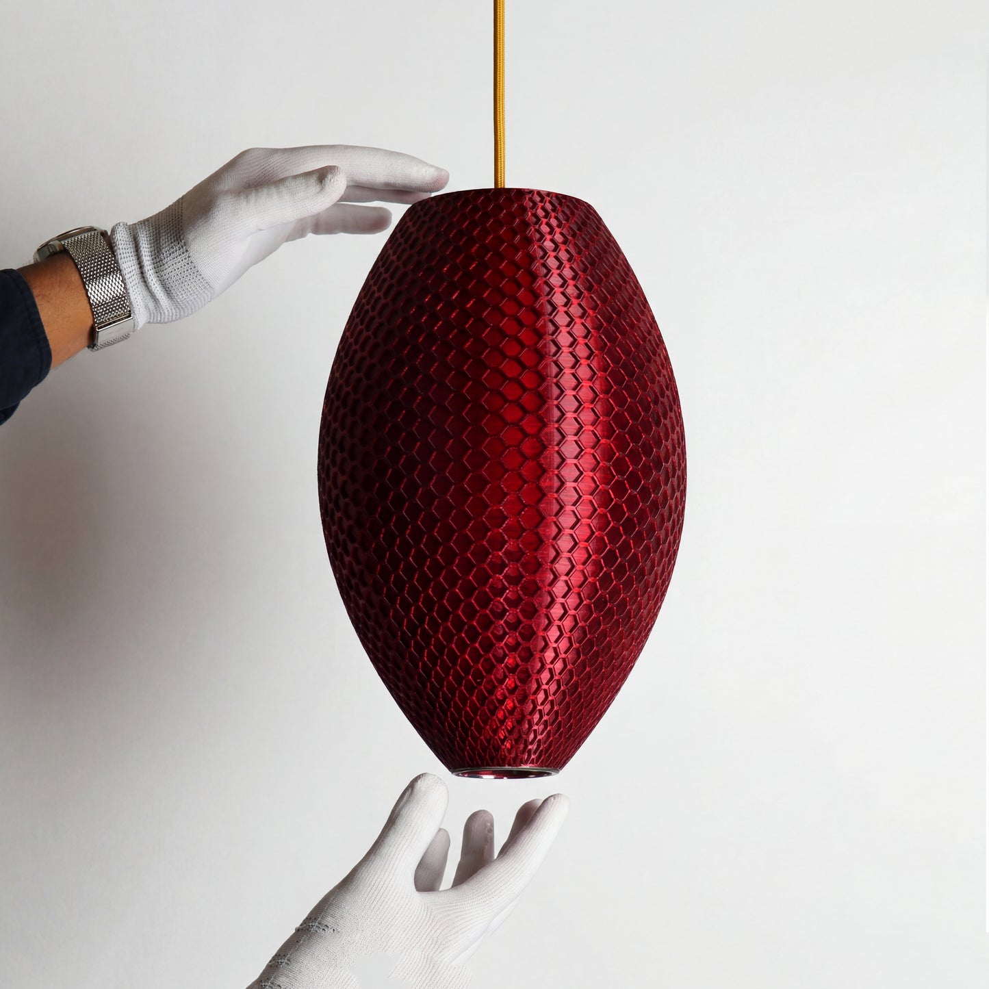 Crimson Red Long Hive Pendant Light