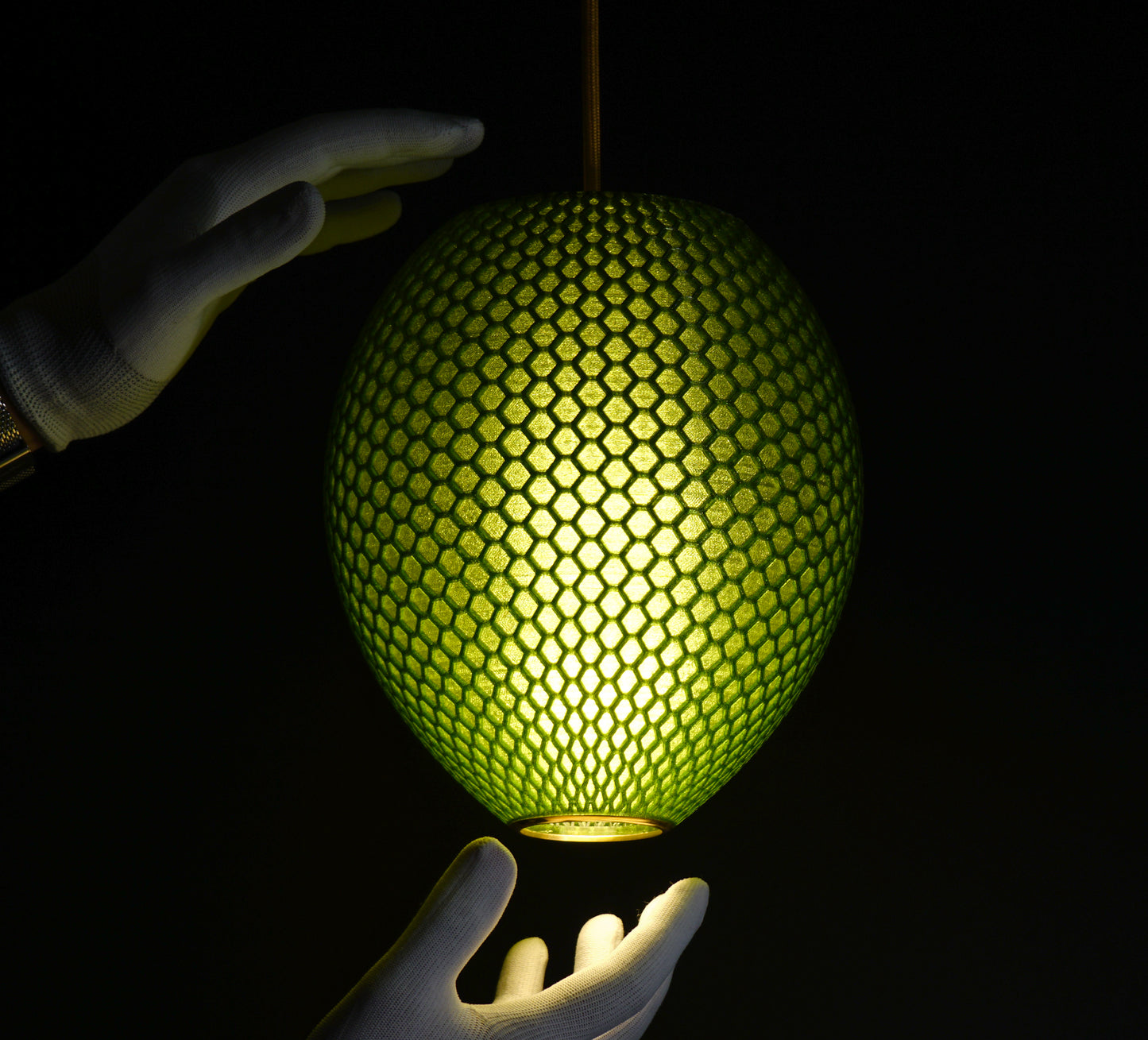 Luxury interior featuring Emerald Green Hive Pendant Light as a sculptural statement fixture