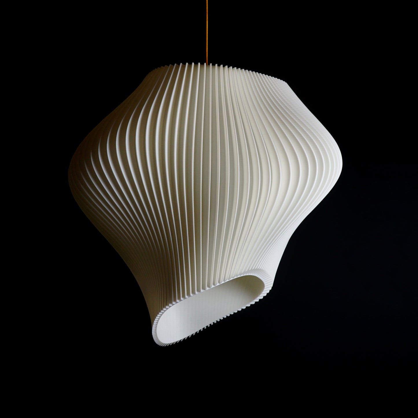 Extra Large White Wave Pendant Light shown turned off highlighting elegant wave-inspired sculptural form