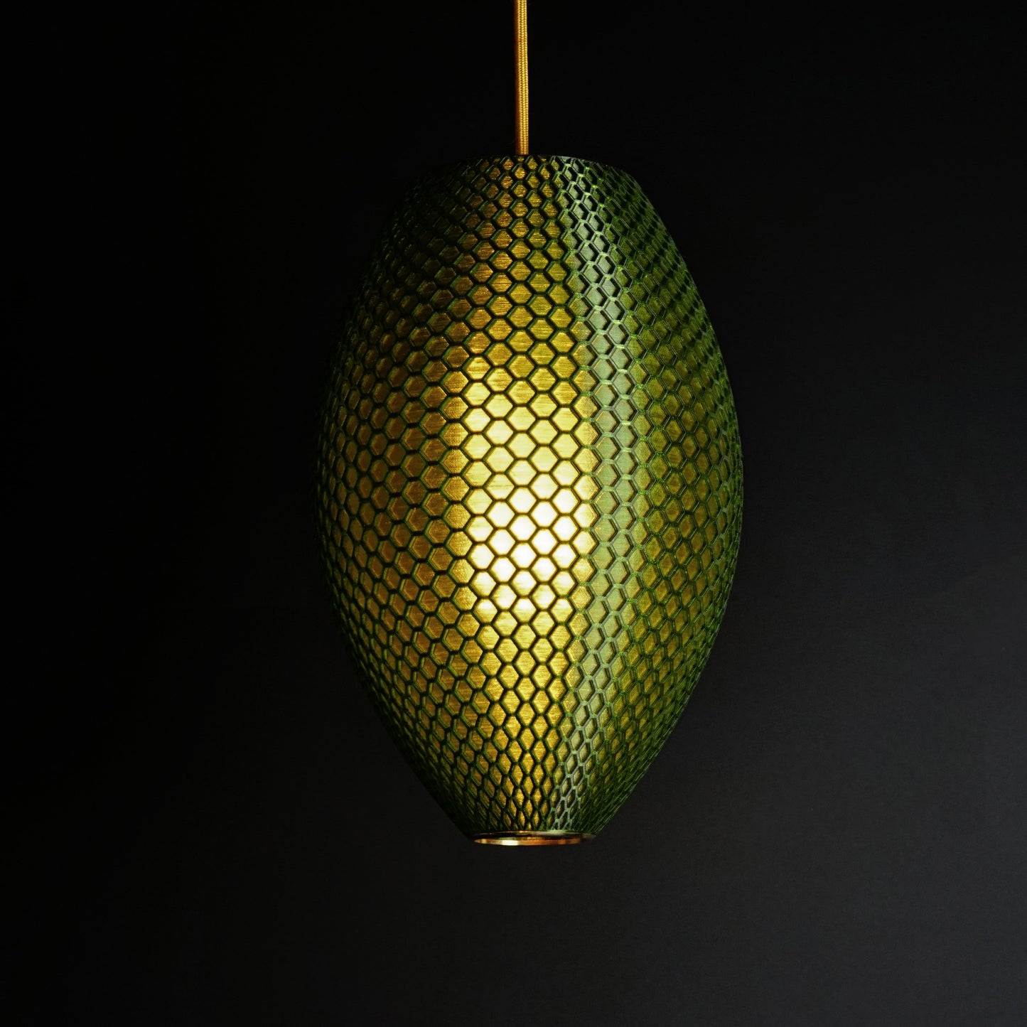 Modern interior featuring Long Emerald Green Hive Pendant Light as luxury statement fixture