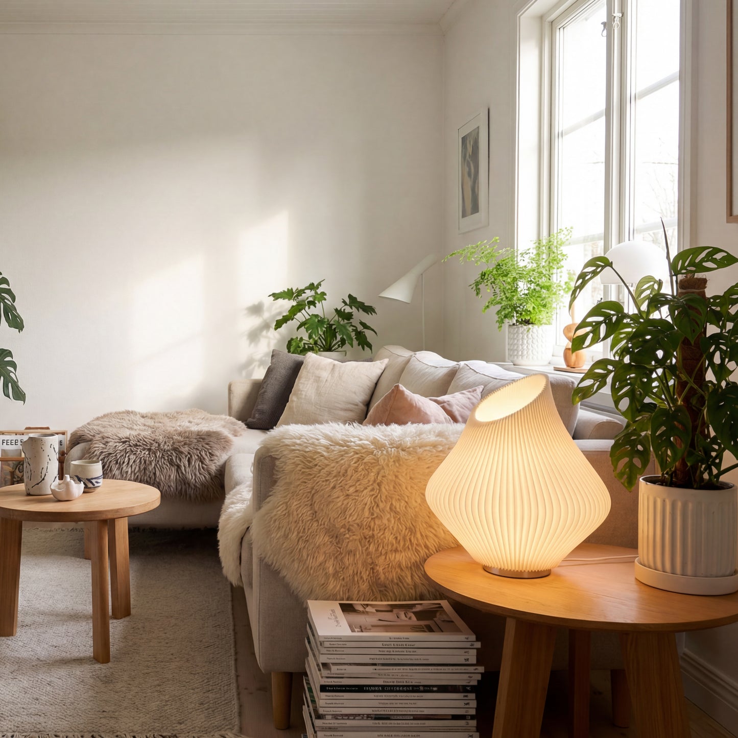 Small White Wave Desk Lamp