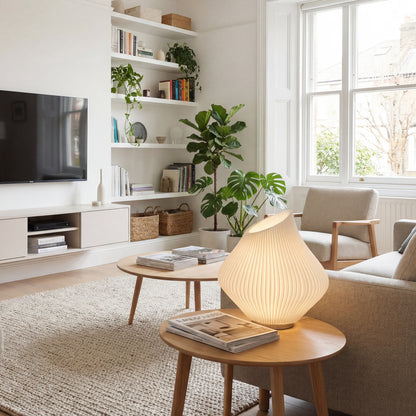 Small White Wave Desk Lamp
