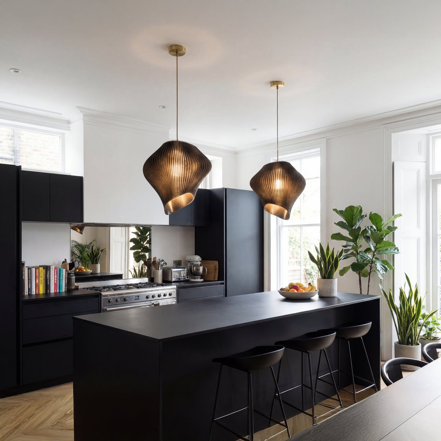 Luxury Cosmic Black Wave Pendant Light – Sculptural Statement Designer Ceiling Lighting