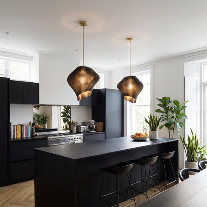 Luxury Cosmic Black Wave Pendant Light – Sculptural Statement Designer Ceiling Lighting