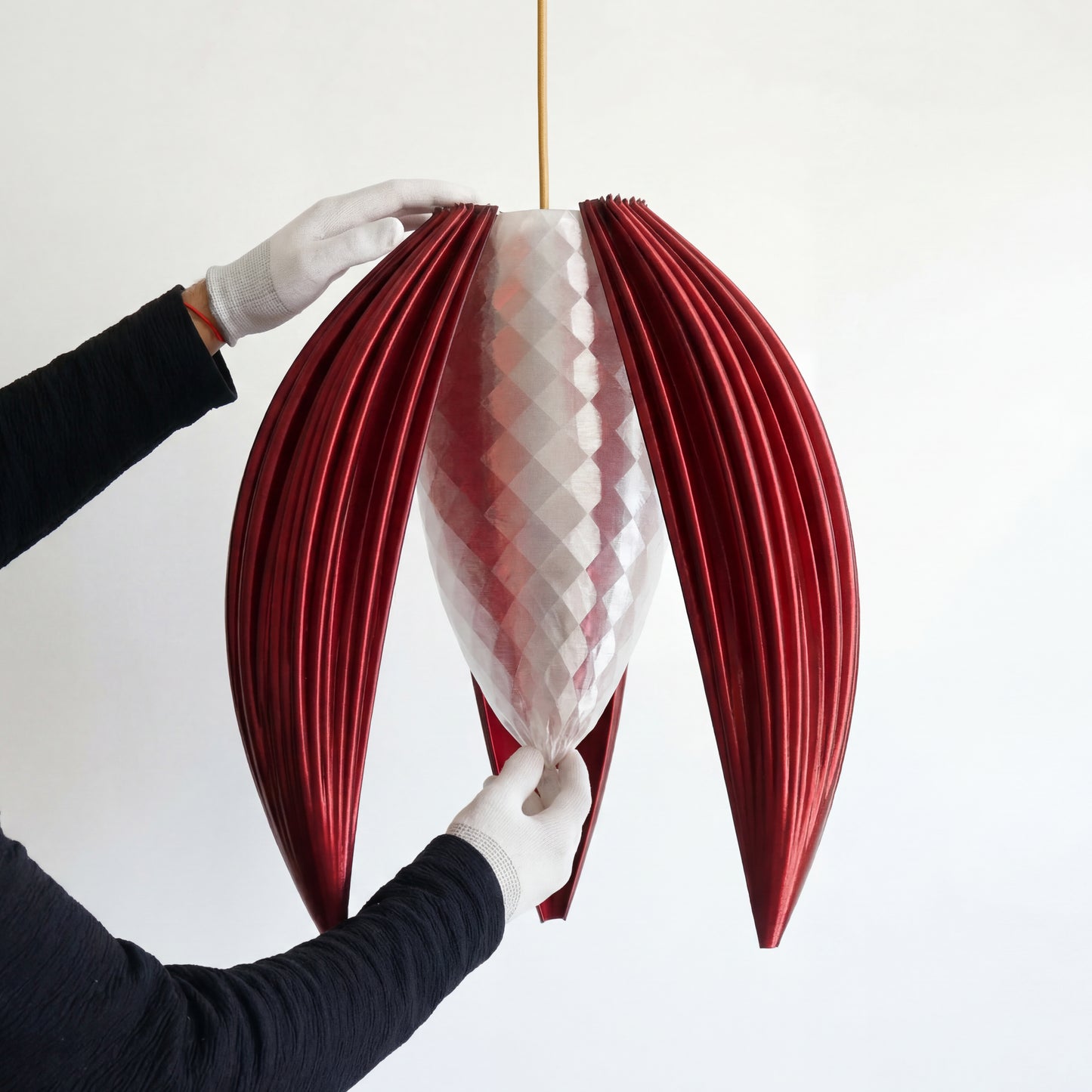 Luxury Crimson Red Bloom Pendant Light – Sculptural Statement Designer Ceiling Lighting