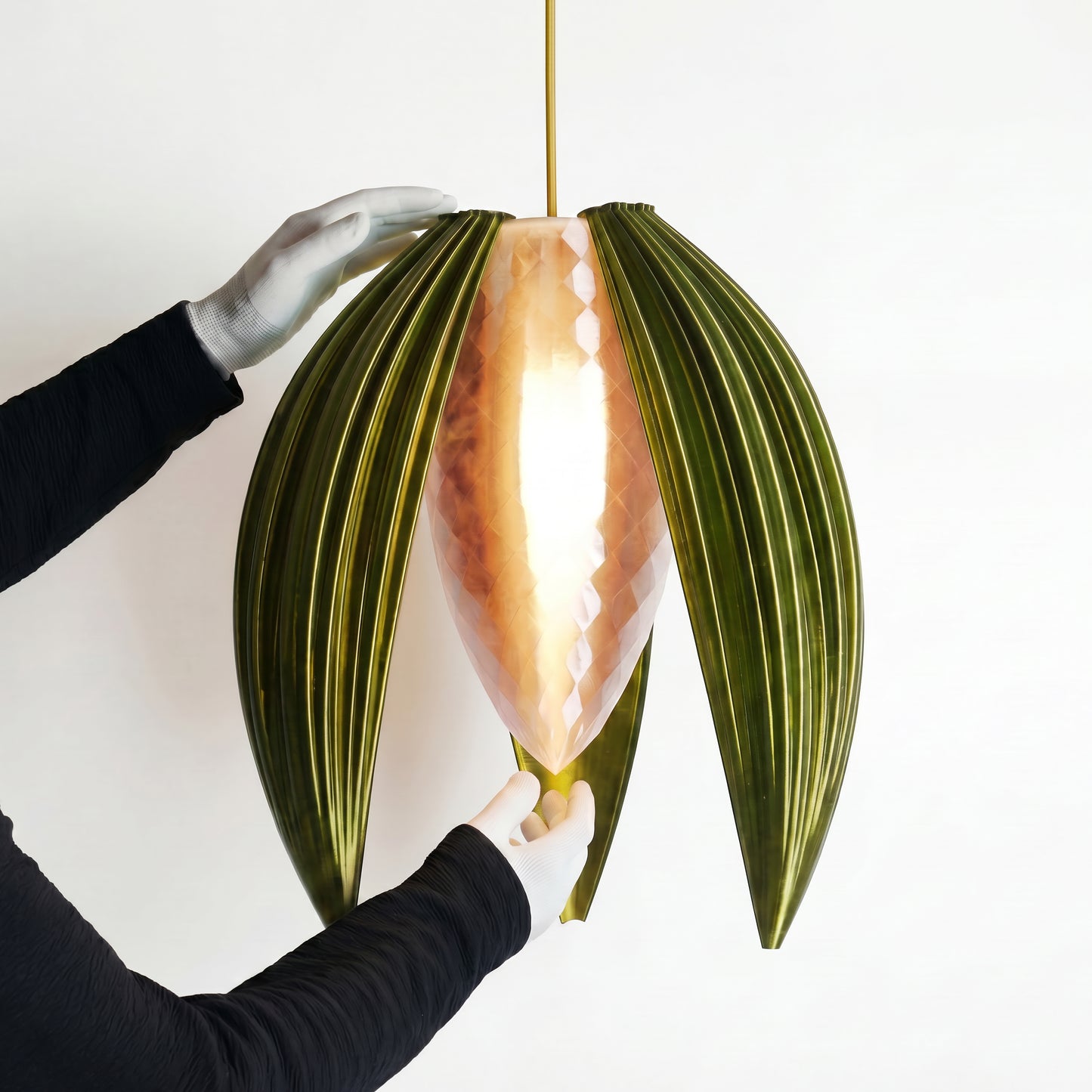 Luxury Forest Green Bloom Pendant Light – Sculptural Statement Designer Ceiling Lighting