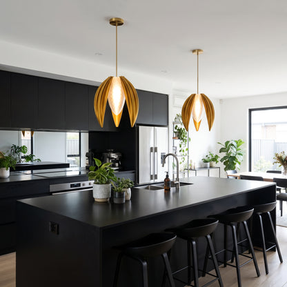 Luxury Sunset Gold Bloom Pendant Light – Sculptural Statement Designer Ceiling Lighting