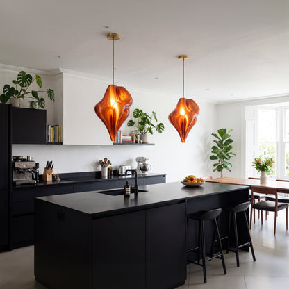 Luxury Burnt Amber Flo Pendant Light – Sculptural Designer Ceiling Lighting