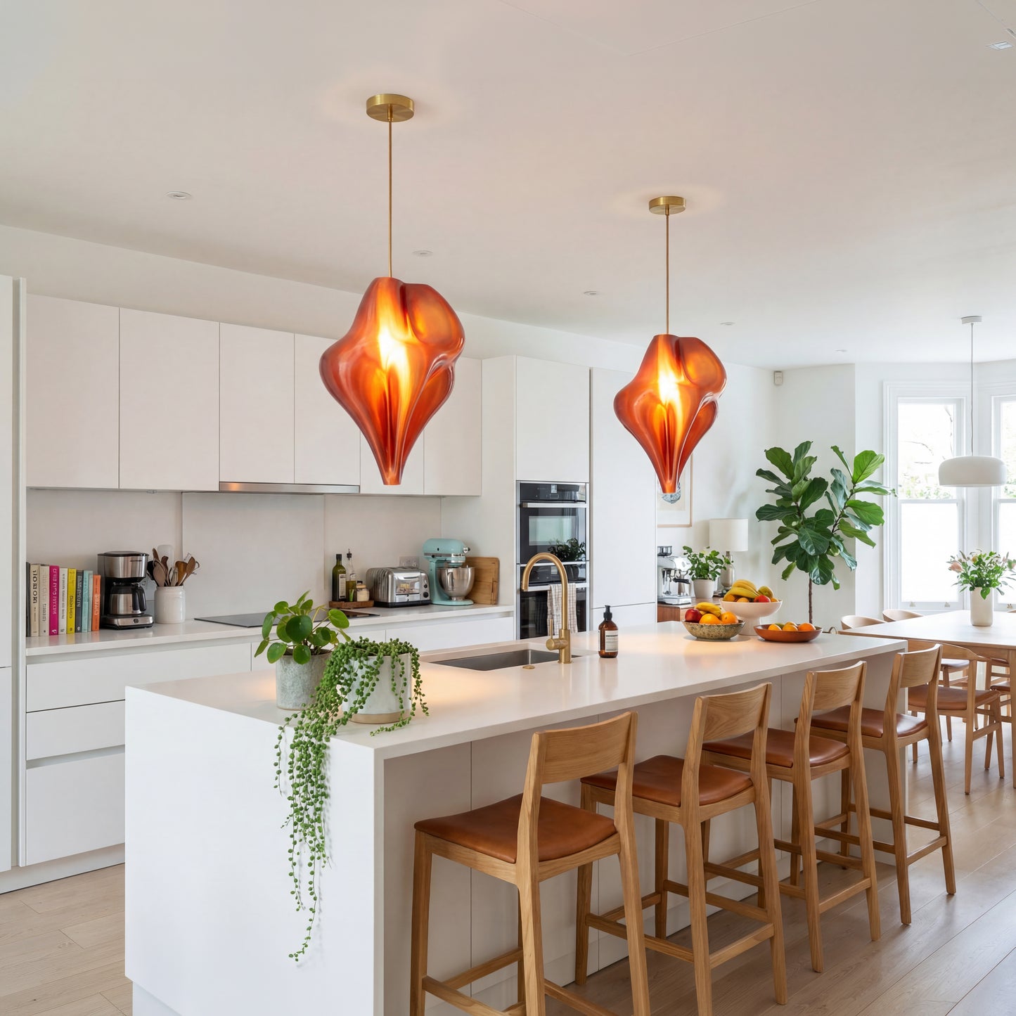 Luxury Burnt Amber Flo Pendant Light – Sculptural Designer Ceiling Lighting