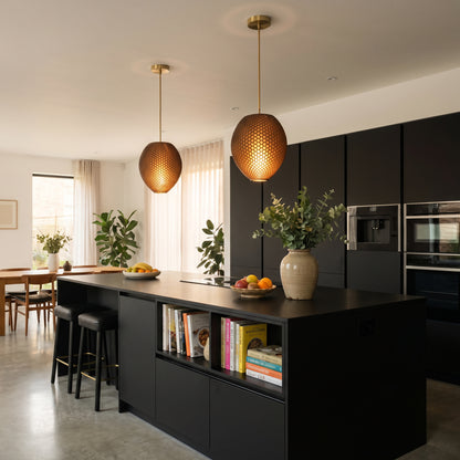 Small Cappuccino Brown Hive Pendant Light