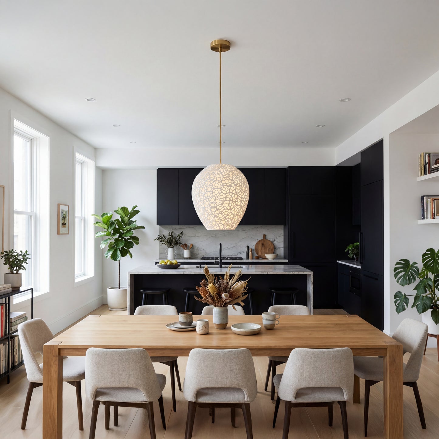 White Cellular Pendant Light