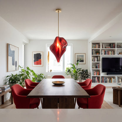 Luxury Crimson Red Flo Pendant Light – Sculptural Statement Designer Ceiling Lighting