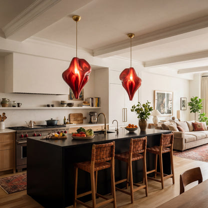 Luxury Crimson Red Flo Pendant Light – Sculptural Statement Designer Ceiling Lighting