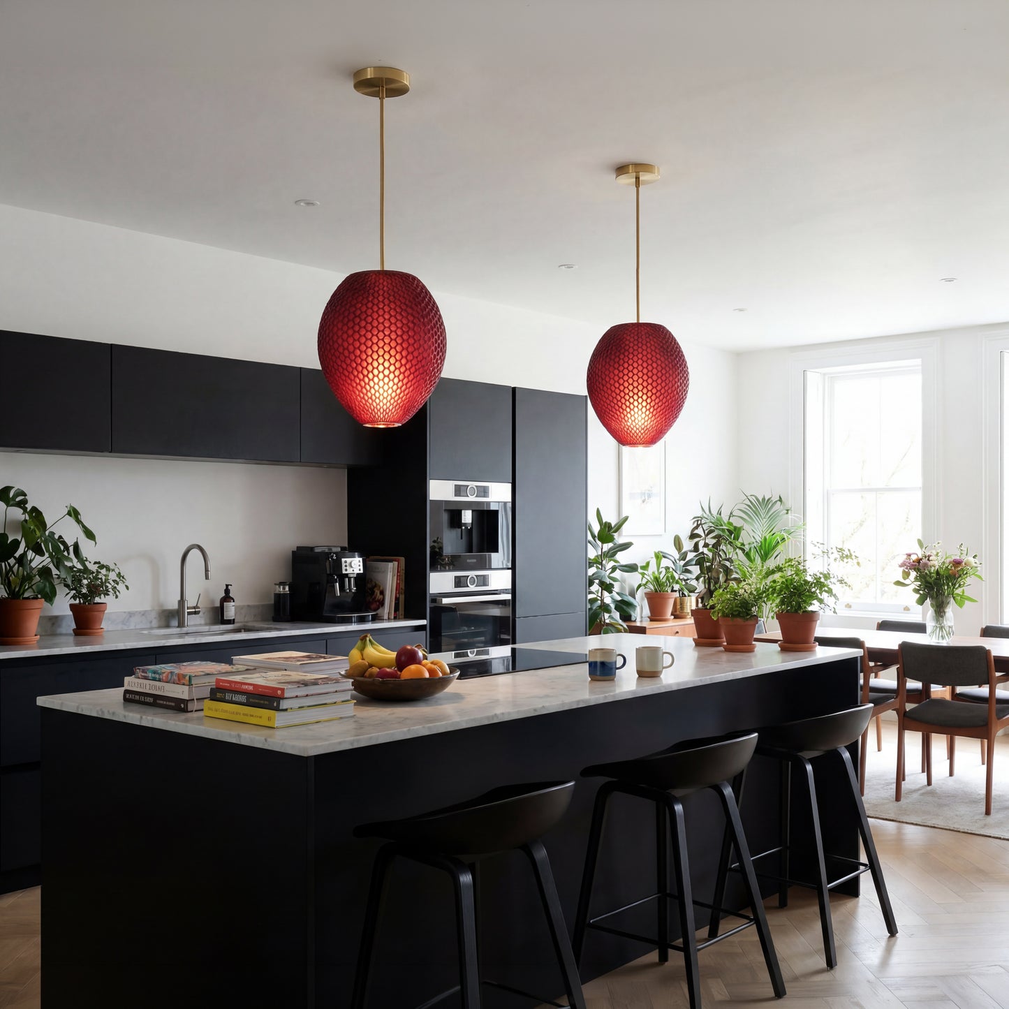 Small Crimson Red Hive Pendant Light