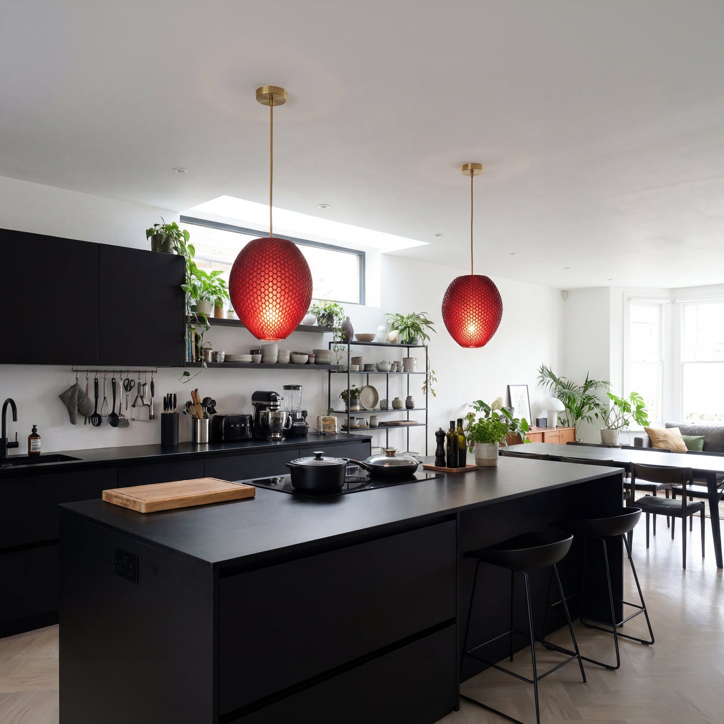 Small Crimson Red Hive Pendant Light