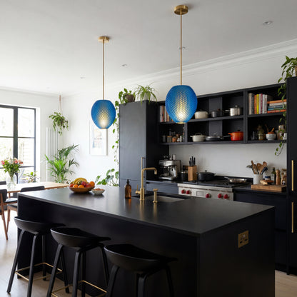 Small Deep Blue Hive Pendant Light