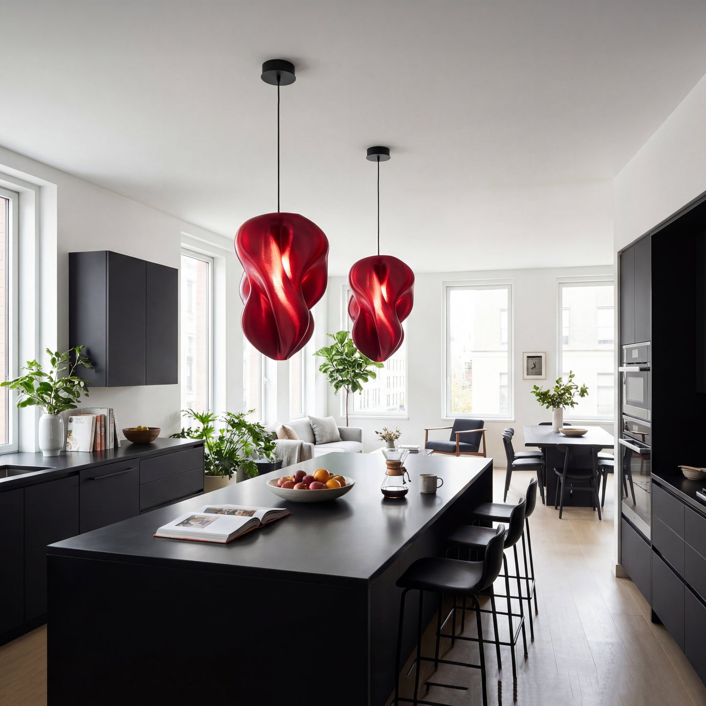 Luxury Mulberry Wine Flo Pendant Light – Sculptural Modern Designer Ceiling Fixture