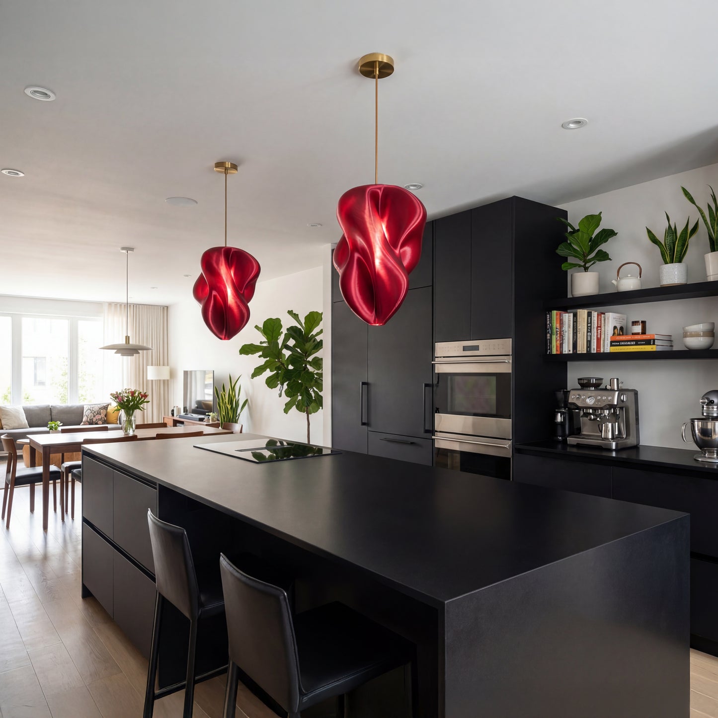 Luxury Mulberry Wine Flo Pendant Light – Sculptural Modern Designer Ceiling Fixture