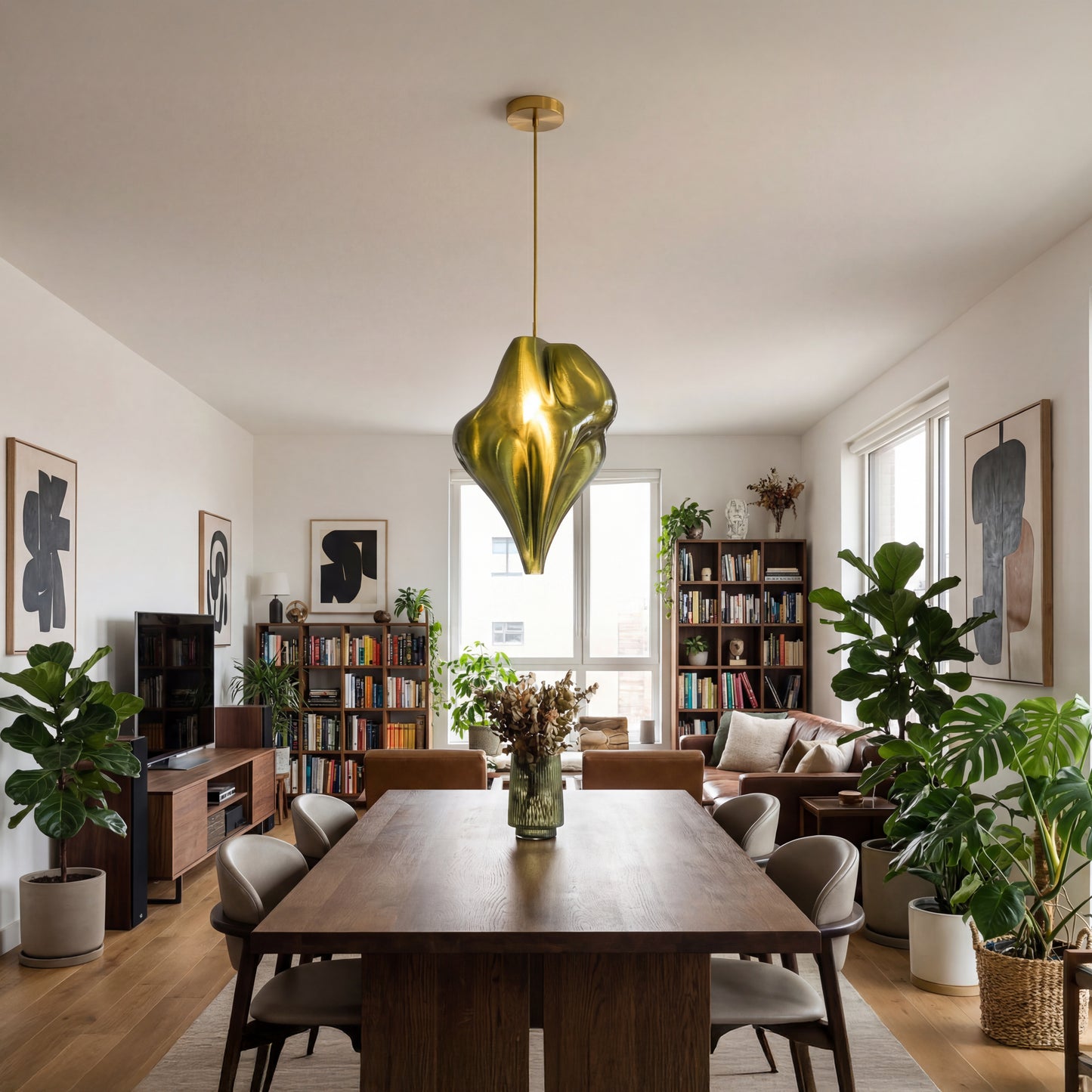 Luxury Forest Green Flo Pendant Light – Sculptural Designer Ceiling Lighting