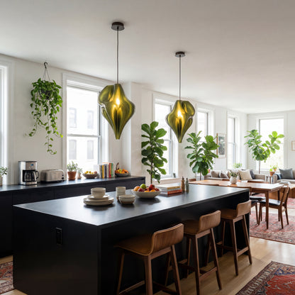 Luxury Forest Green Flo Pendant Light – Sculptural Designer Ceiling Lighting