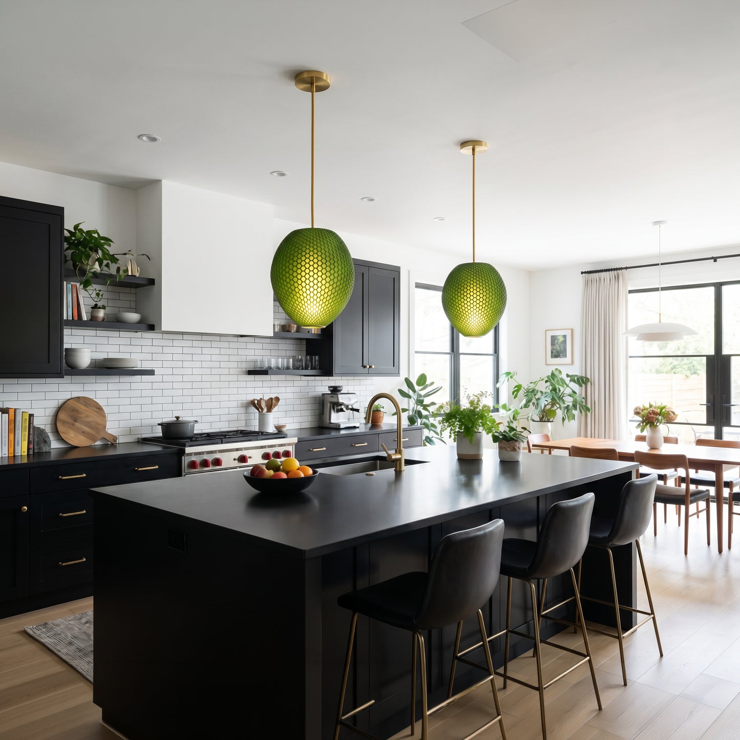 Small Forest Green Hive Pendant Light
