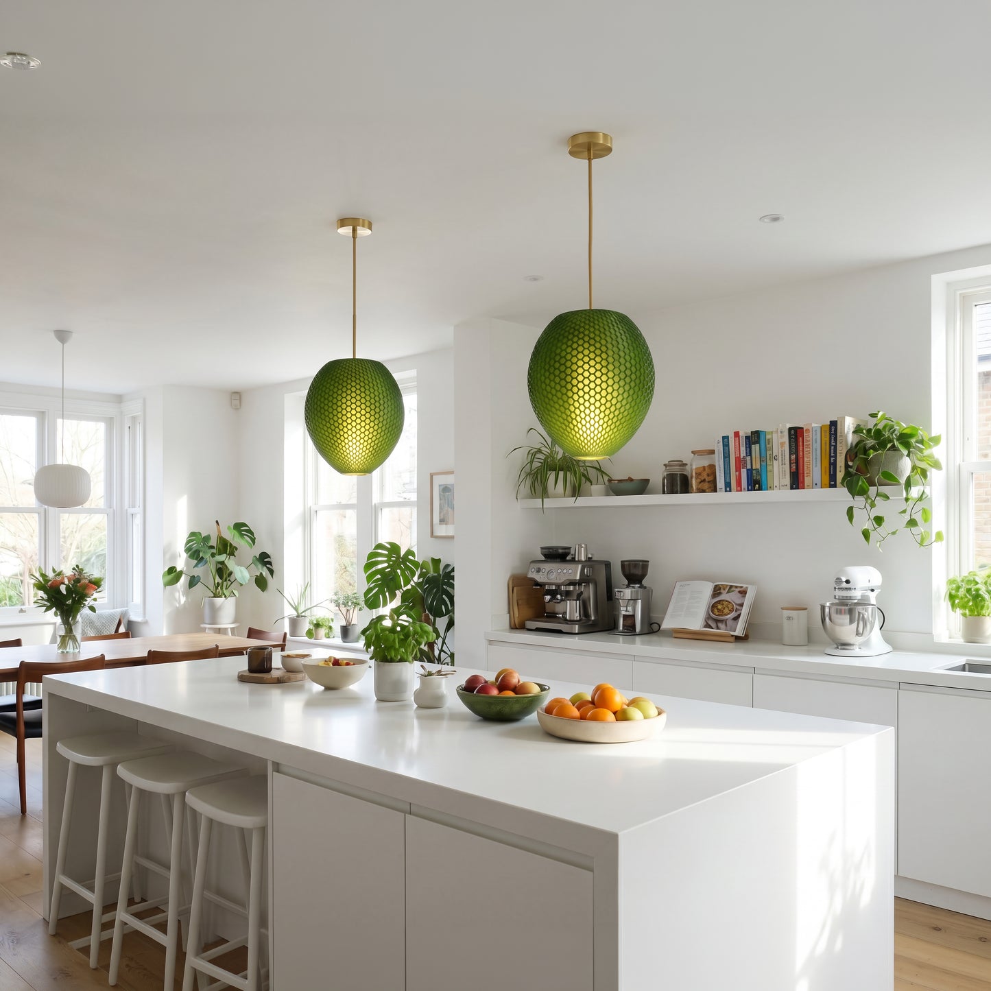 Small Forest Green Hive Pendant Light