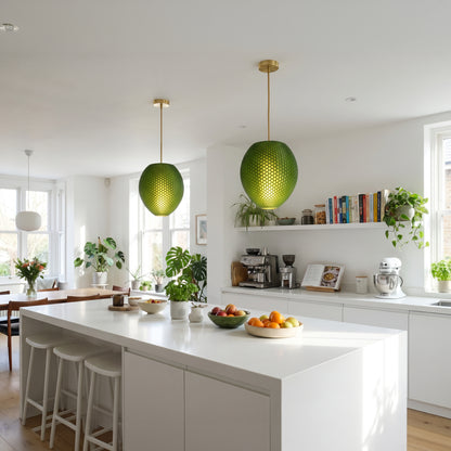 Small Forest Green Hive Pendant Light
