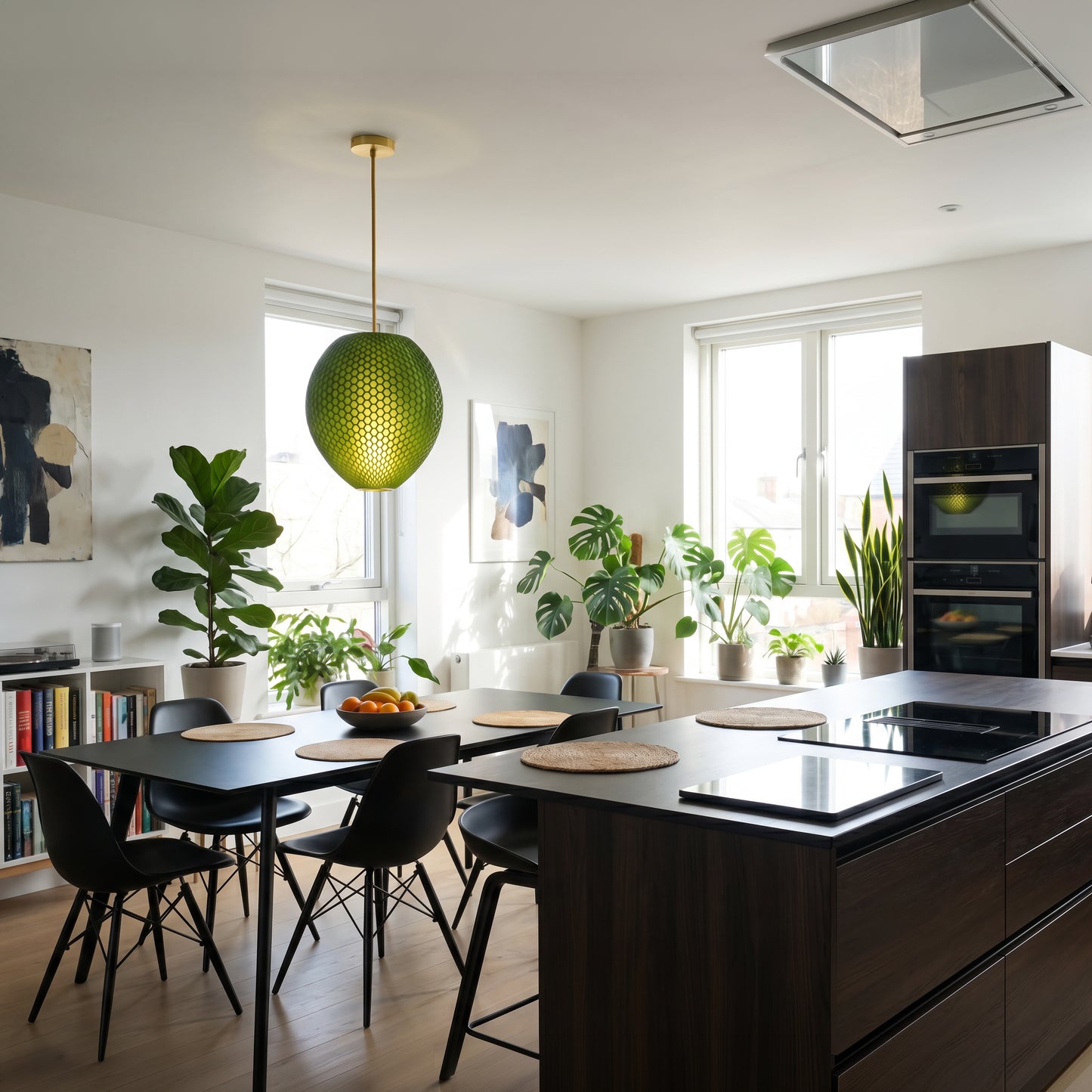 Small Forest Green Hive Pendant Light