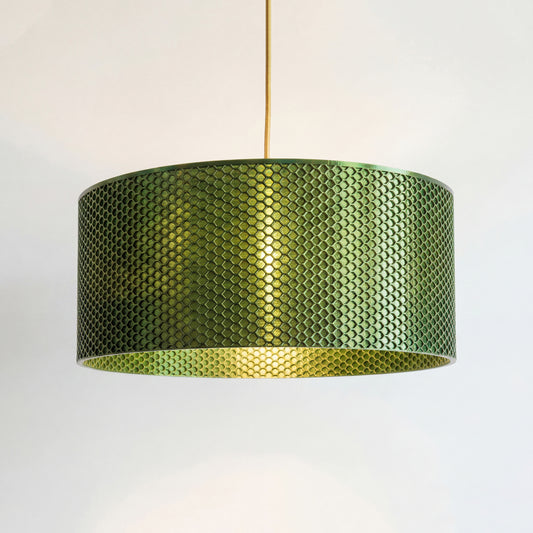 Luxury Forest Green Hive Drum Pendant Light