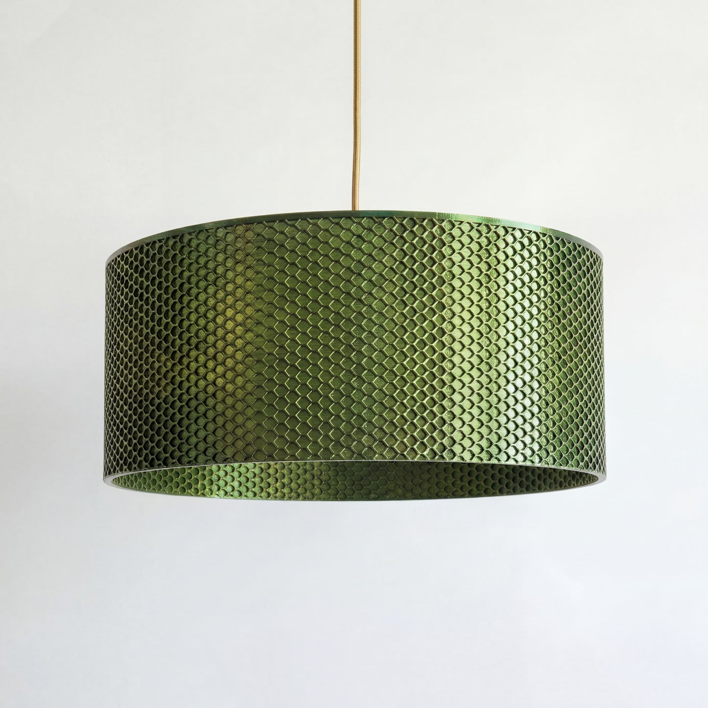 Forest Green Drum Hive Pendant Light