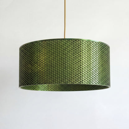 Forest Green Drum Hive Pendant Light