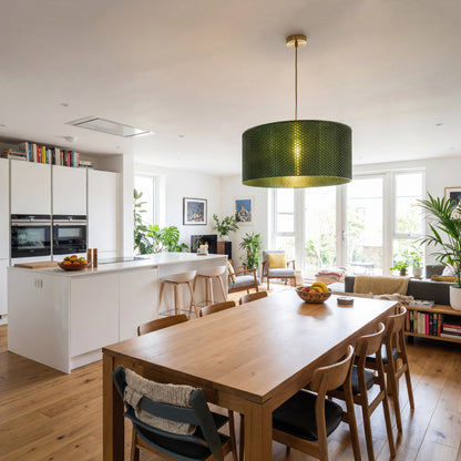 Forest Green Drum Hive Pendant Light