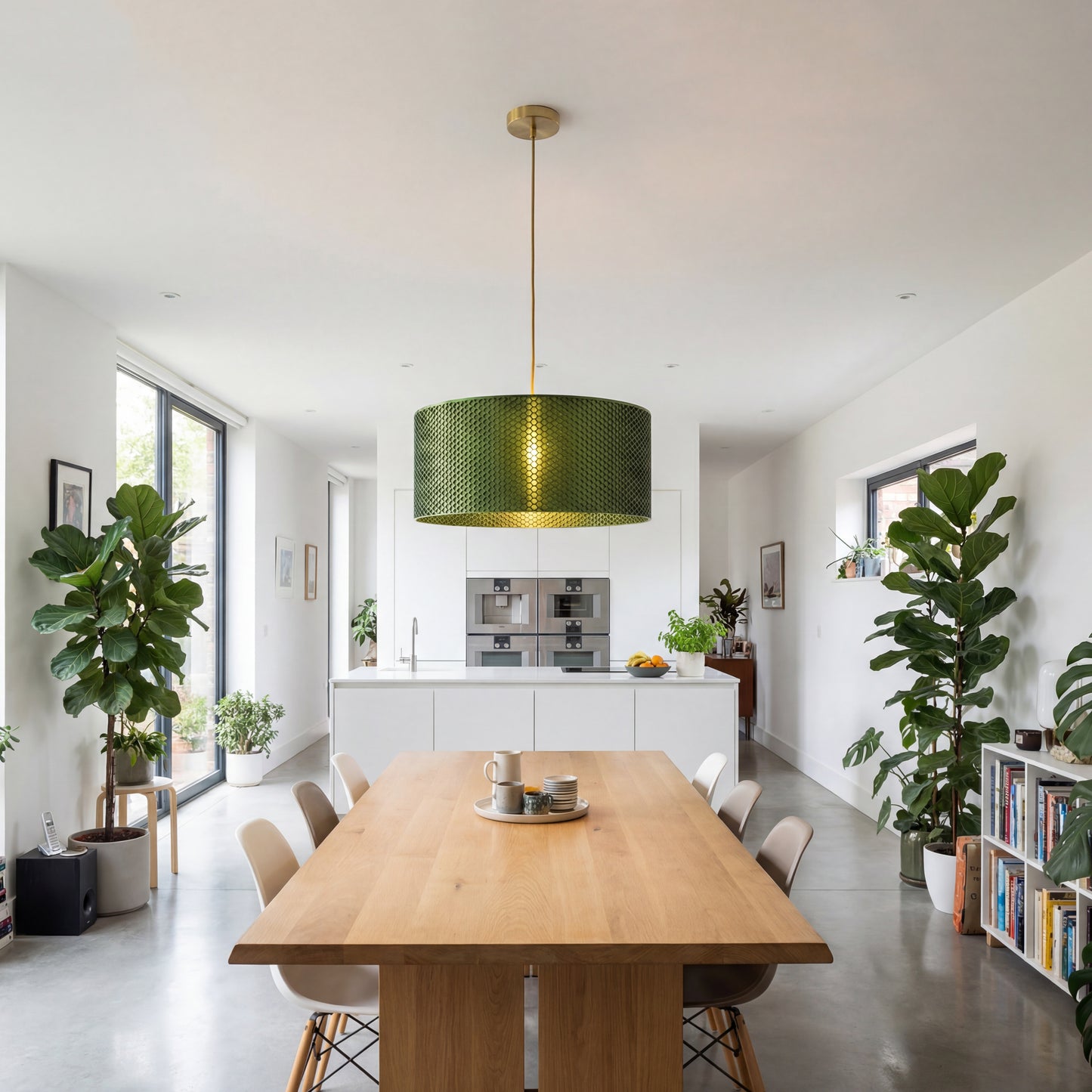 Forest Green Drum Hive Pendant Light