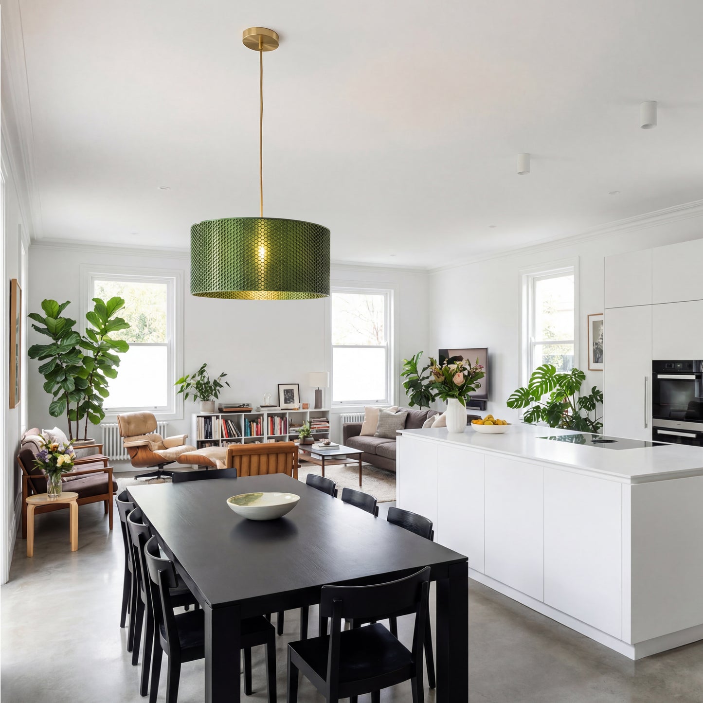 Forest Green Drum Hive Pendant Light