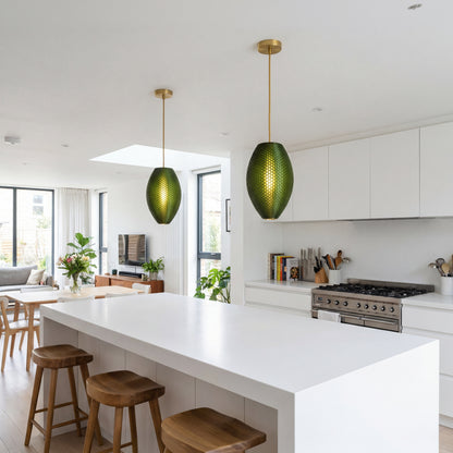 Emerald Green Long Hive Pendant Light