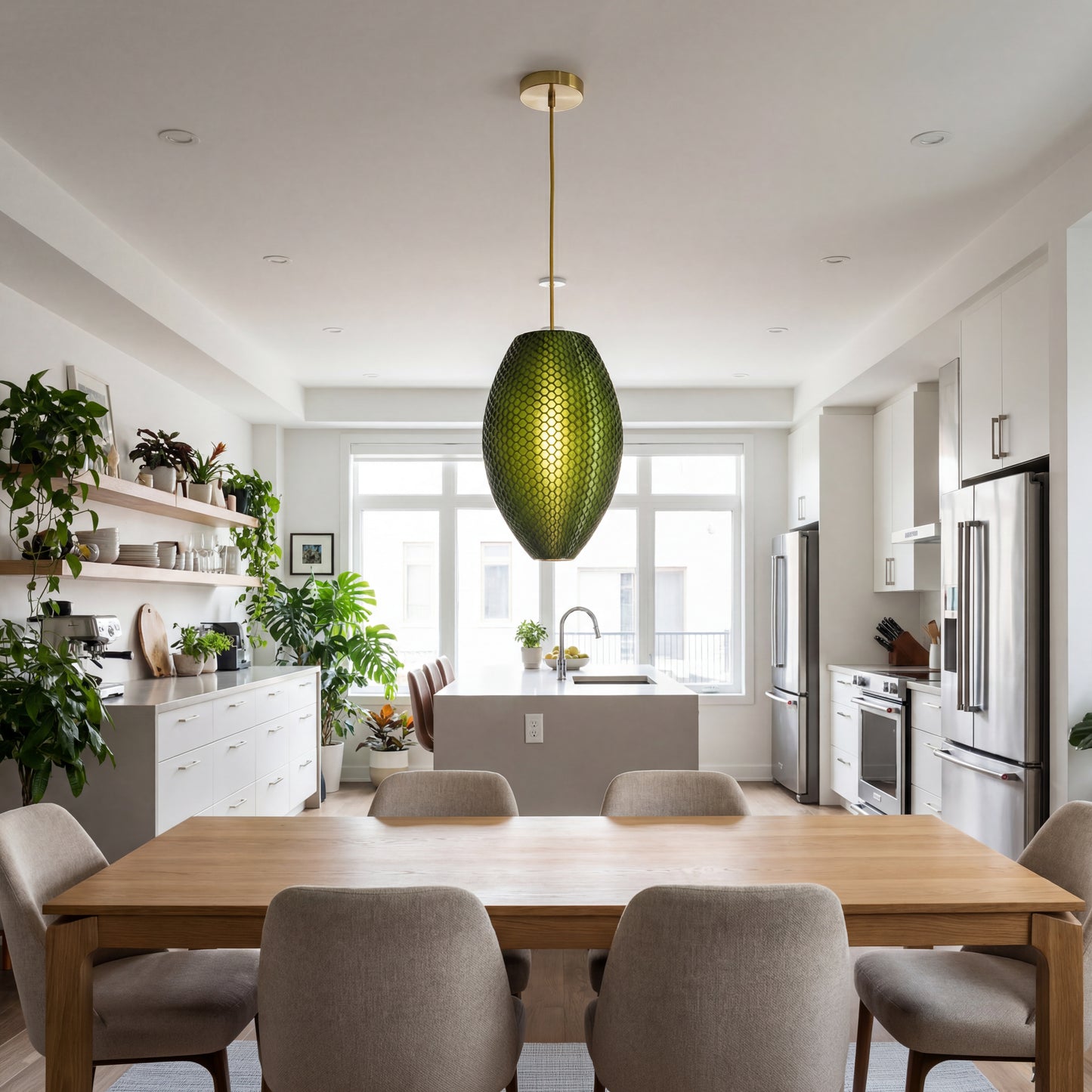 Emerald Green Long Hive Pendant Light
