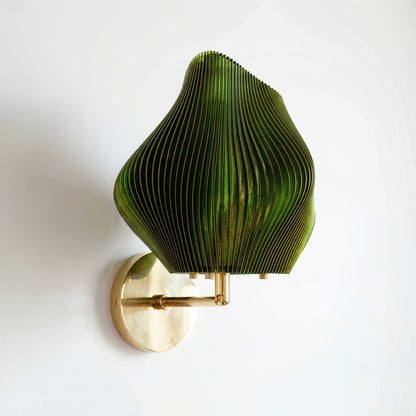 Small Forest Green Wave Wall Light