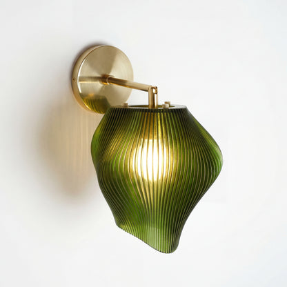 Small Forest Green Wave Wall Light