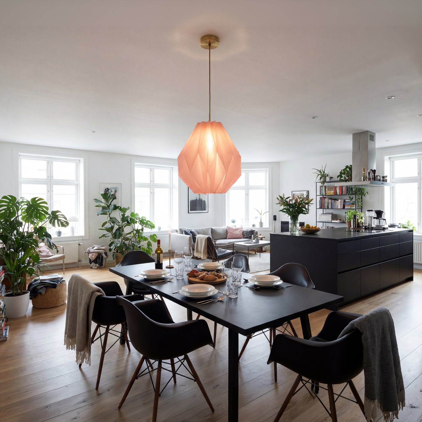Jade Pink Origami Pendant Light