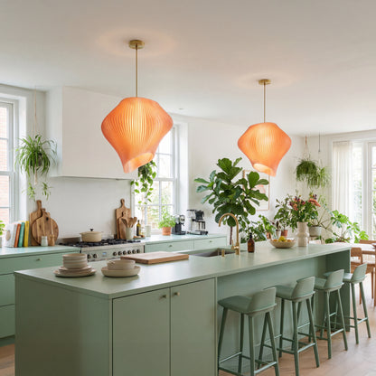 Luxury Peach Wave Pendant Light – Sculptural Designer Ceiling Lighting
