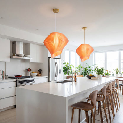 Luxury Peach Wave Pendant Light – Sculptural Designer Ceiling Lighting