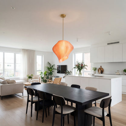 Luxury Peach Wave Pendant Light – Sculptural Designer Ceiling Lighting