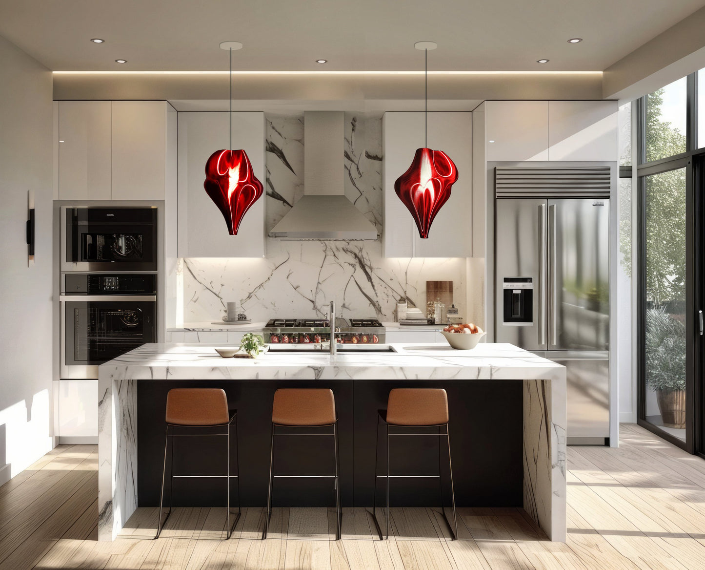 Red Crimson Flo Pendant Light