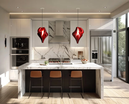 Red Crimson Flo Pendant Light