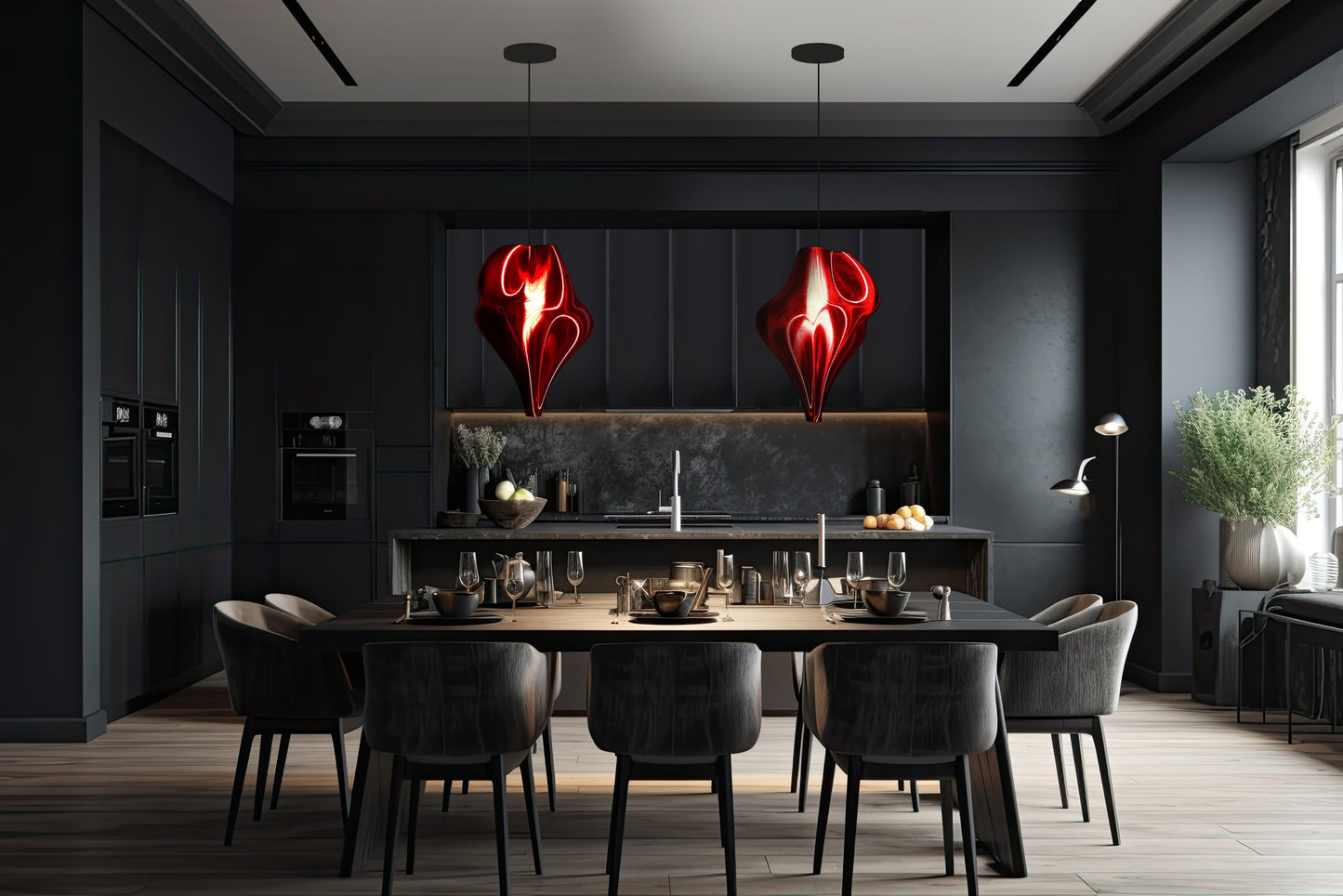 Red Crimson Flo Pendant Light