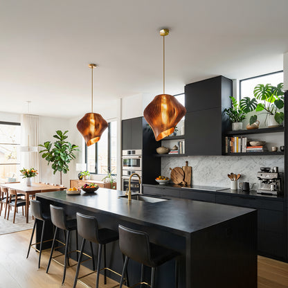 Luxury Amber Wave Pendant Light – Sculptural Designer Ceiling Lighting