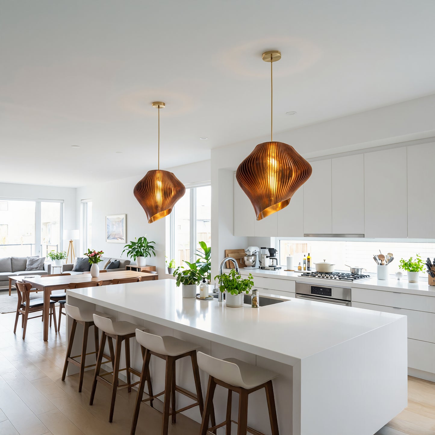 Luxury Amber Wave Pendant Light – Sculptural Designer Ceiling Lighting