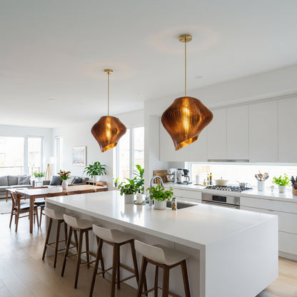 Luxury Amber Wave Pendant Light – Sculptural Designer Ceiling Lighting