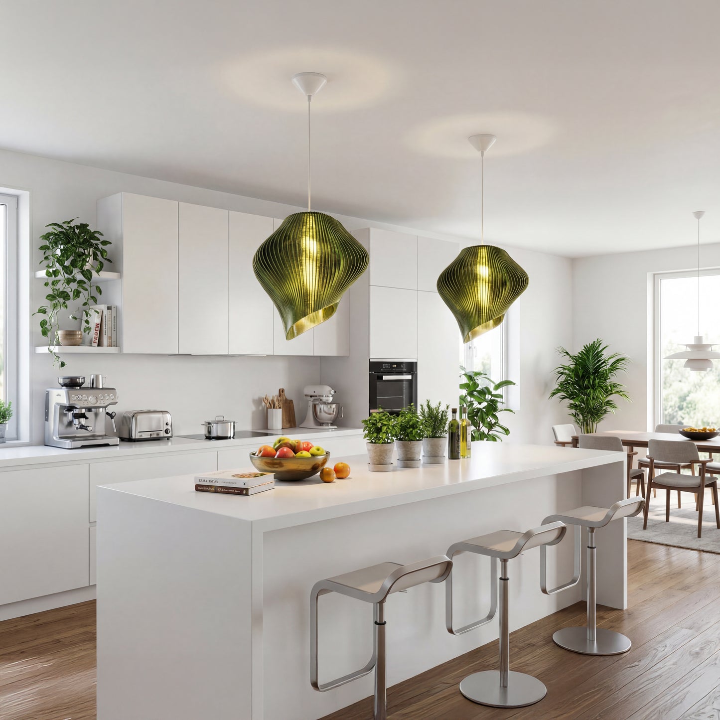 Luxury Forest Green Wave Pendant Light – Modern Designer Ceiling Lighting