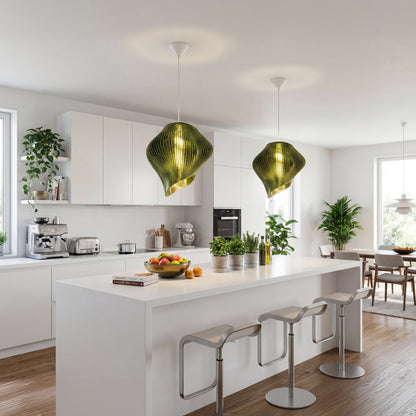 Luxury Forest Green Wave Pendant Light – Modern Designer Ceiling Lighting
